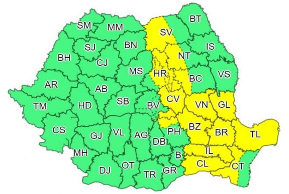 Viharriadó van érvényben Székelyföldön szerda estig