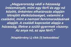 Bekerül a magyar alkotmányba, hogy az anya nő, az apa férfi