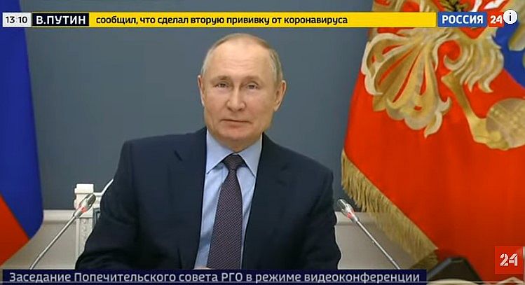 Putyin élő adásban jelentette be, hogy megkapta az oltást | Képernyőmentés