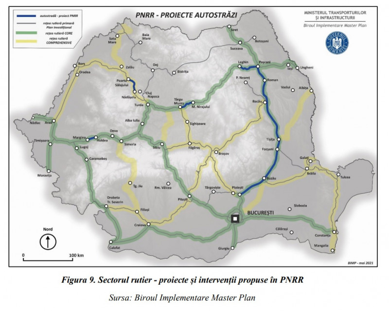 A sötétkékkel jelzett szakaszok épülnek meg a helyreállítási terv alapján | Forrás: PNRR