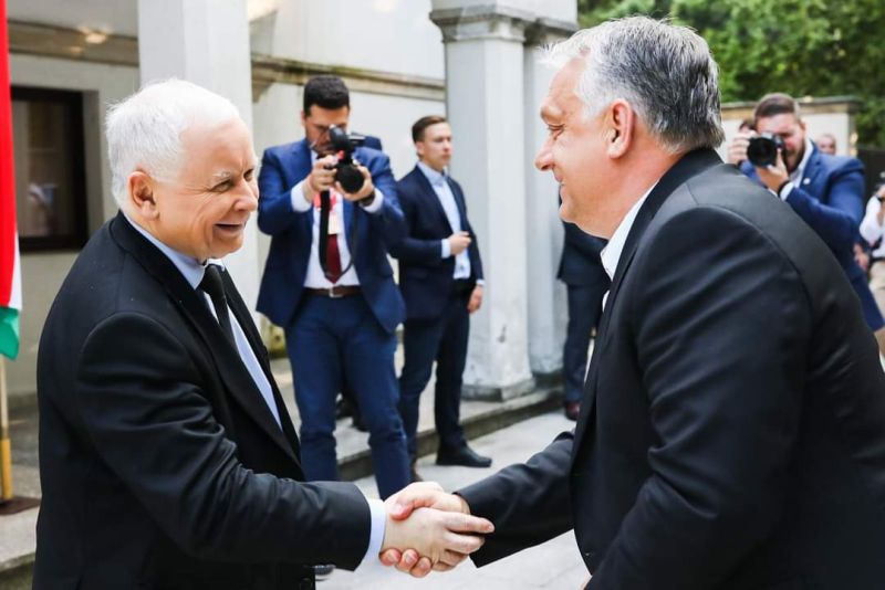 Jaroslaw Kaczynski és Orbán Viktor Fidesz-elnök, magyar kormányfő szerdai varsói találkozója | Fotó: MTI