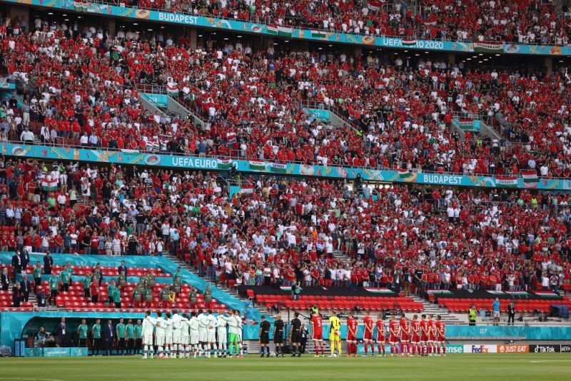 Himnuszok a magyar–francia meccs előtt a Puskás Arénában | Fotó: MLSZ Twitter-csatorna