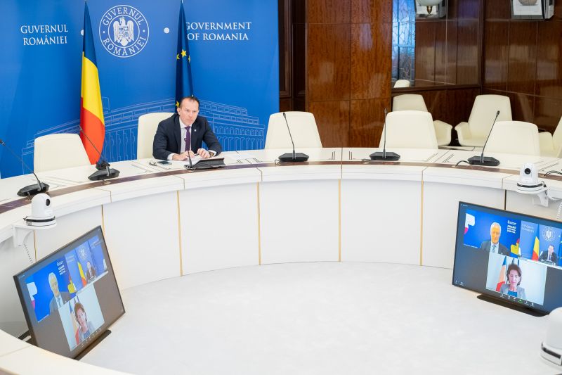 A miniszterelnök a videókonferencián | Fotó: gov.ro