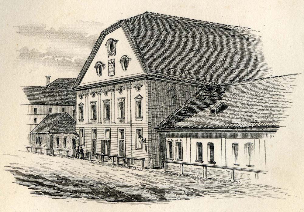 A Farkas utcai színház az 1850-es években | forrás: a Kolozsvári Állami Magyar Színház Dokumentációs Tára