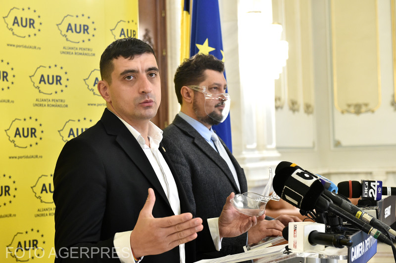 George Simion és Claudiu Târziu az AUR egy korábbi sajtótájékoztatóján | Fotó: Agerpres