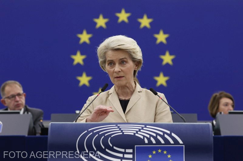 Ursula von der Leyen az EP plenáris ülésén | Fotó: Agerpres/EPA