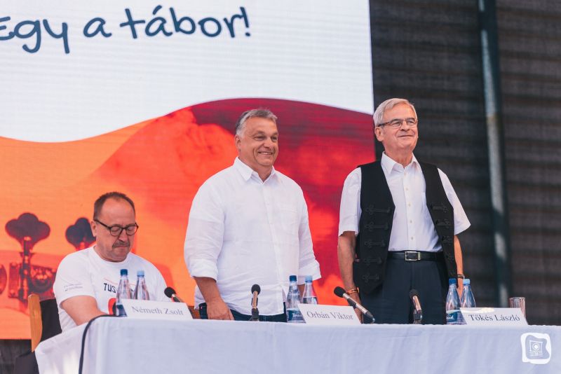Németh Zsolt, Orbán Viktor és Tőkés László a legutóbbi, 2019-es Tusványoson | Fotó: Tusványos Facebok-oldal