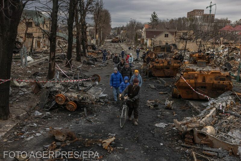 A „különleges hadműveletnek” nevezett ostom utáni állapot Bucsában | Fotó: Agerpres/EPA