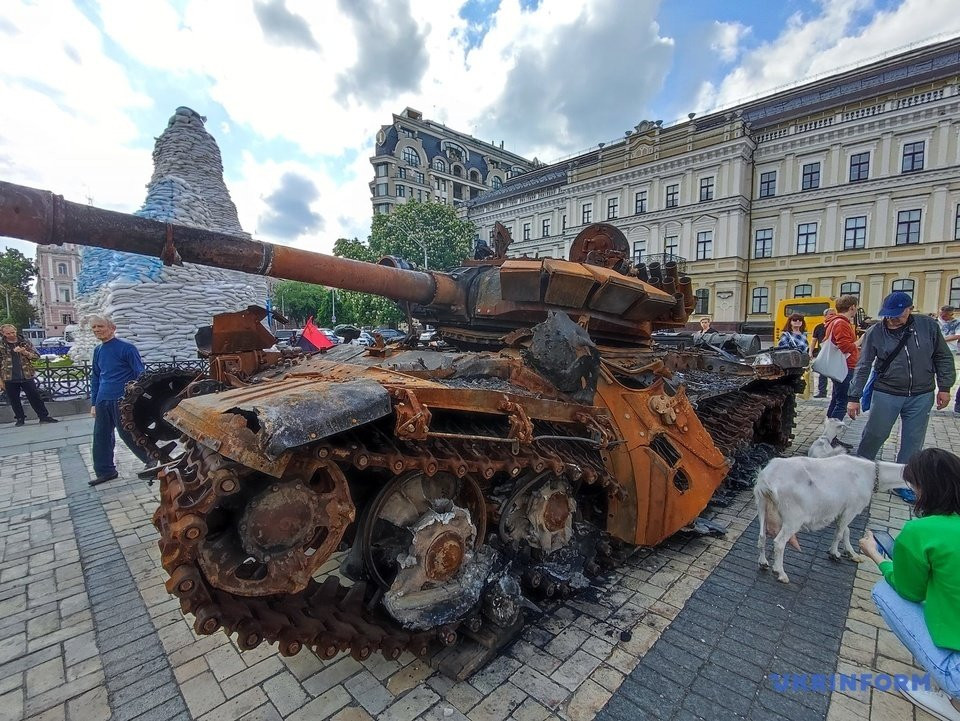 Kilőtt orosz tank | Fotó: Twitter/Ukrán Külügyminisztérium