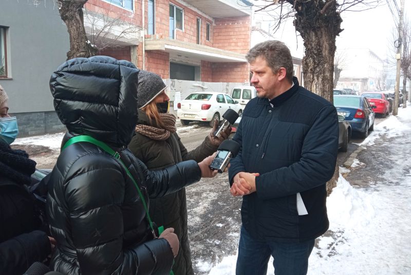 Soós Zoltán polgármester nyilatkozik a sajtónak | A szerző felvételei