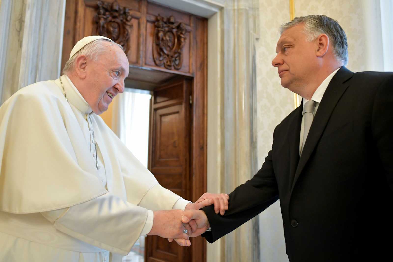 Ferenc pápa és Orbán Viktor magyar miniszterelnök április 21-ei vatikáni találkozójuk alkalmával | Fotó: MTI