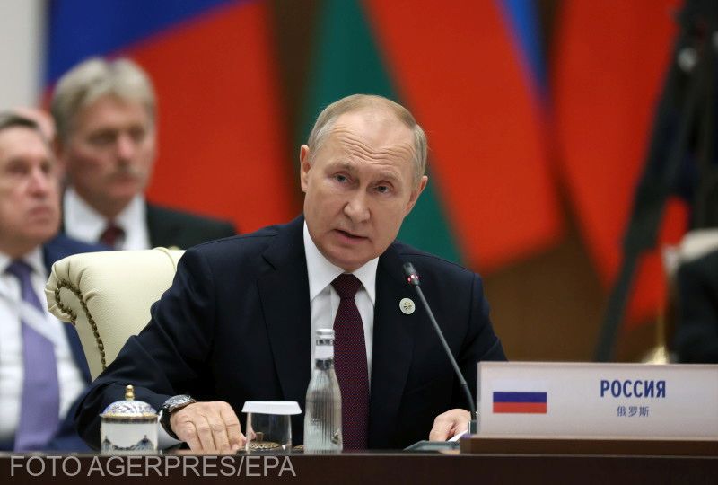 Vlagyimir Putyin a Sanghaji Együttműködés Szervezete szamarkandi csúcstalálkozóján | Fotó: Agerpres/EPA