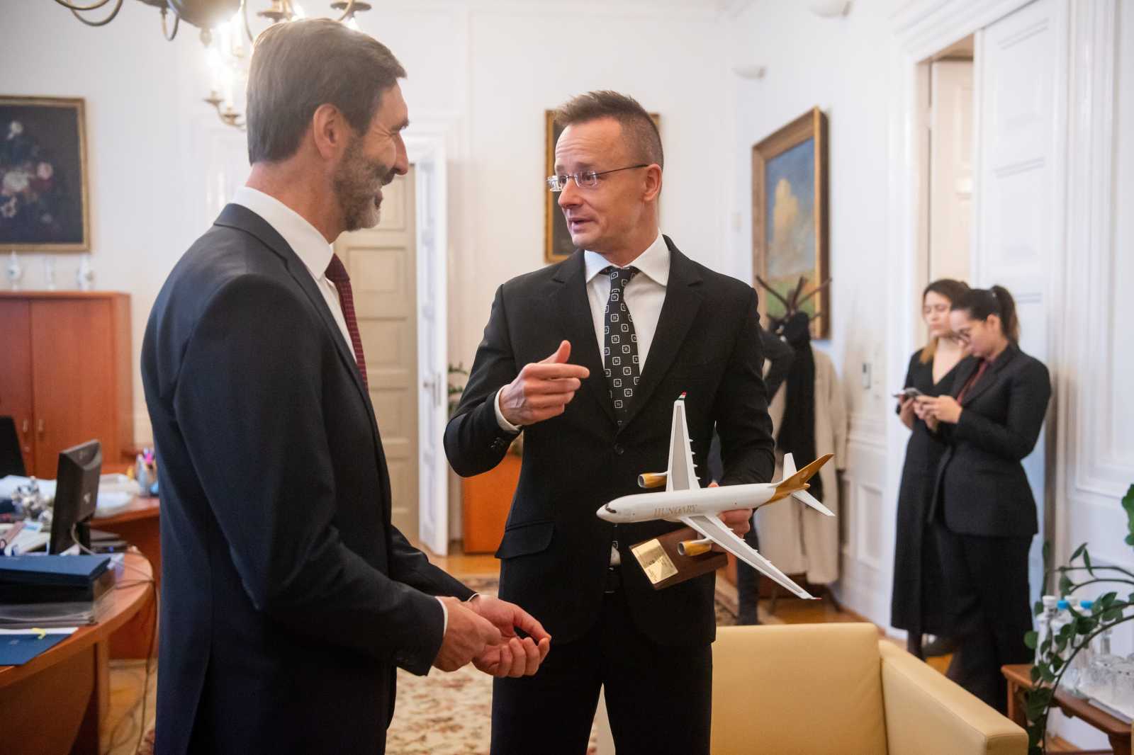 Szijjártó Péter magyar és Juraj Blanár szlovák külügyminiszter Fotó: MTI 