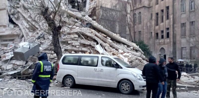 A február 6-ai földrengés nyomai a szíriai Aleppo városában | Fotó: Agerpres/EPA