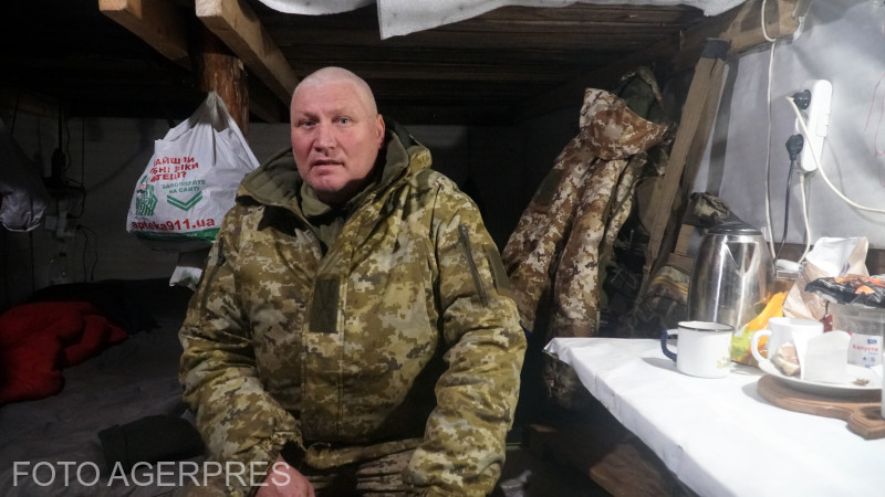 Ukrán katona óvóhelyen | Archív fotó: Agerpres