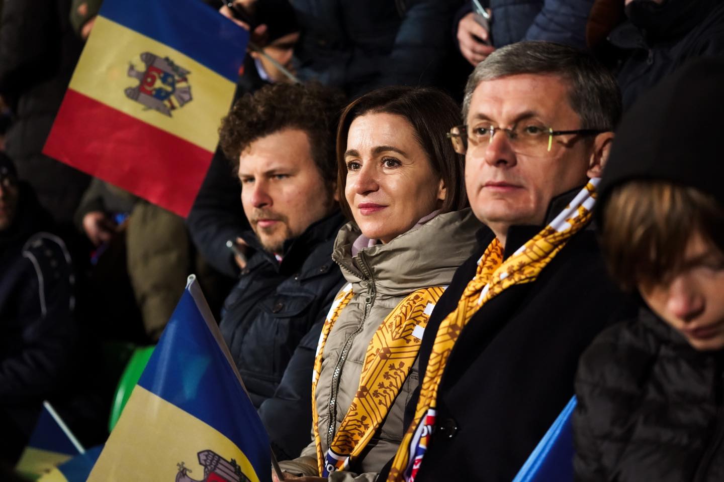 Maia Sandu a moldovai labdarúgó válogatott meccsén Fotó: Maia Sandu Facebook oldala 