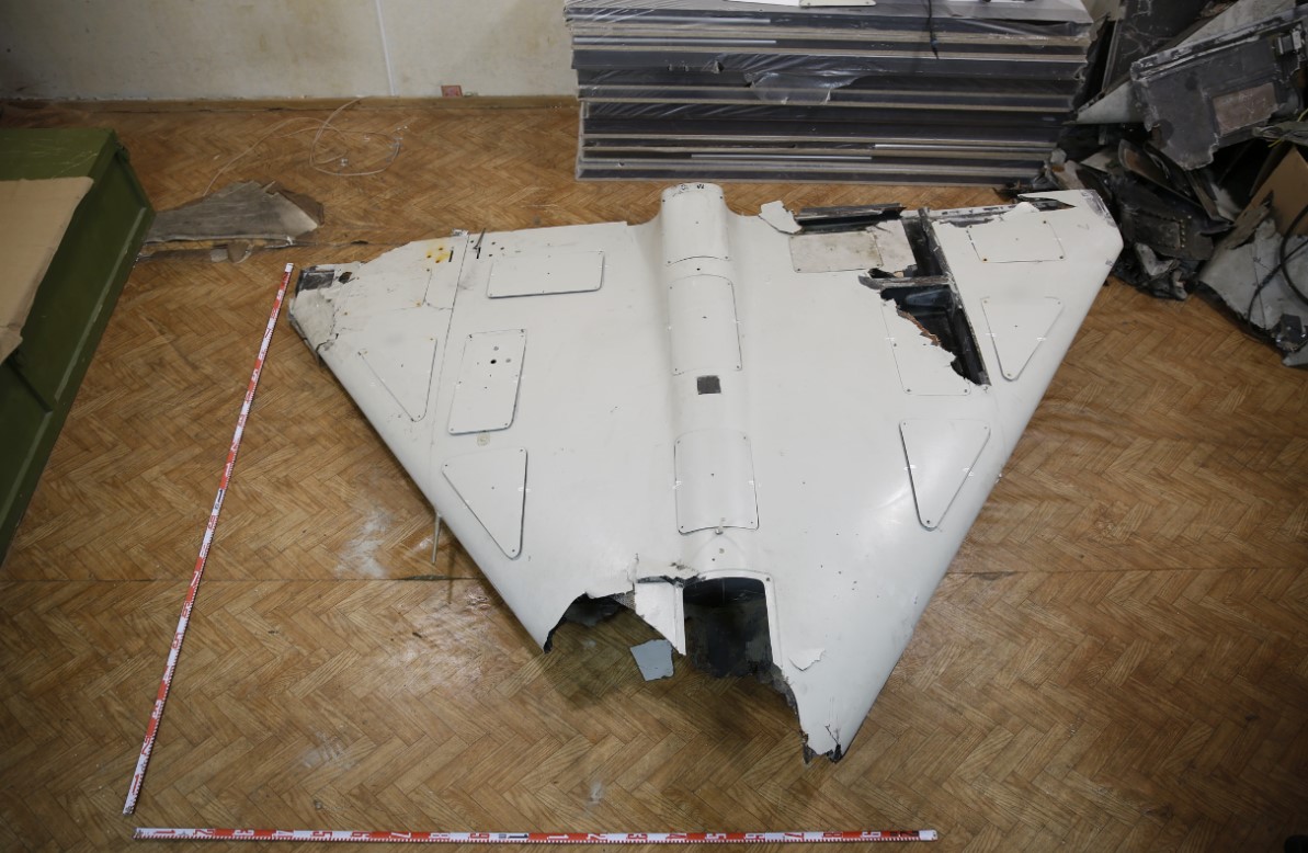 Egy viszonylag jó állapotban Ukrajnában megtalált Shahed-131-es drón | Fotó forrása: Conflict Armament Research 