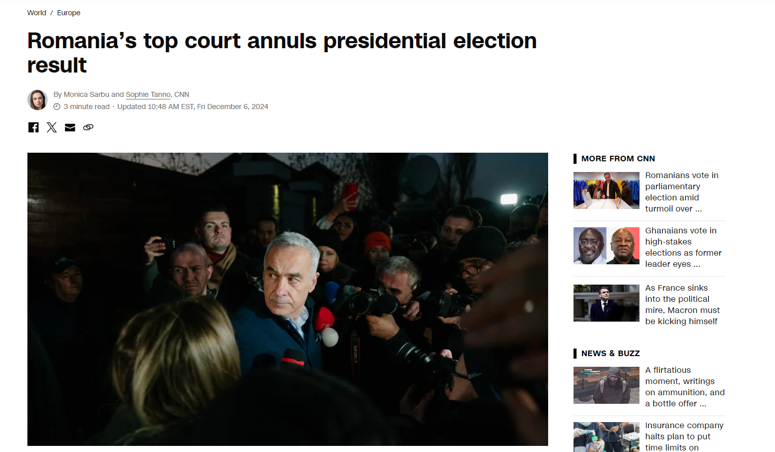 A CNN is részletesen beszámolt a romániai helyzetről | Fotó: képernyőmentés