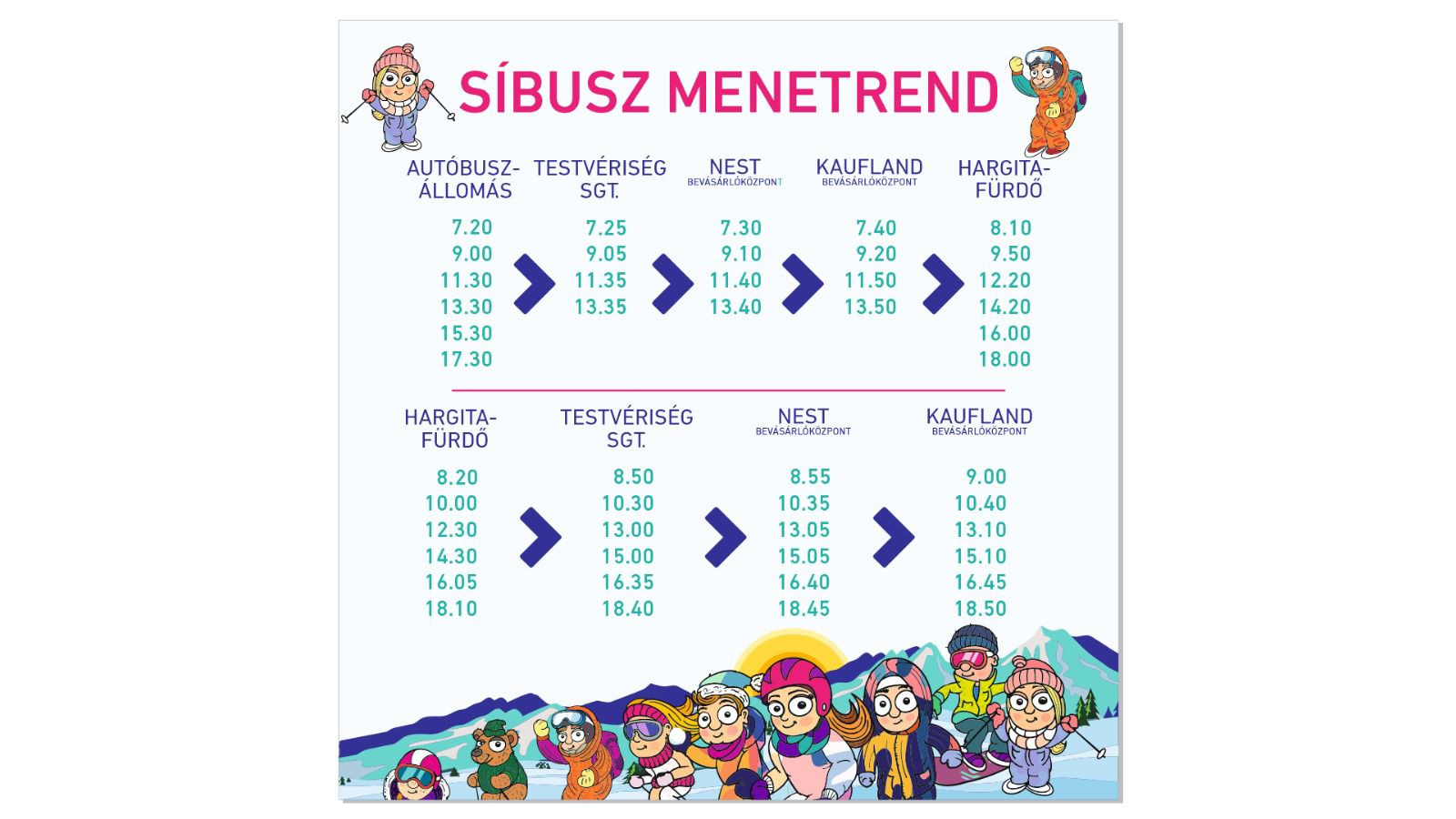 A síbusz menetrendje |Fotó: Csíki Trans