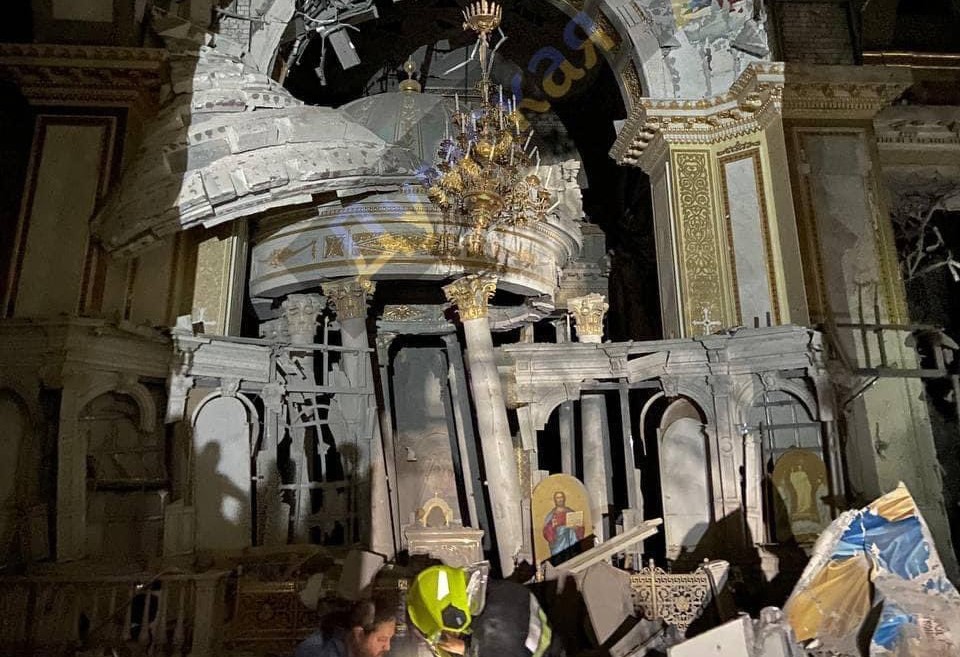 A lebombázott odesszai katedrális | Fotó: Twitter/Roman Sheremeta