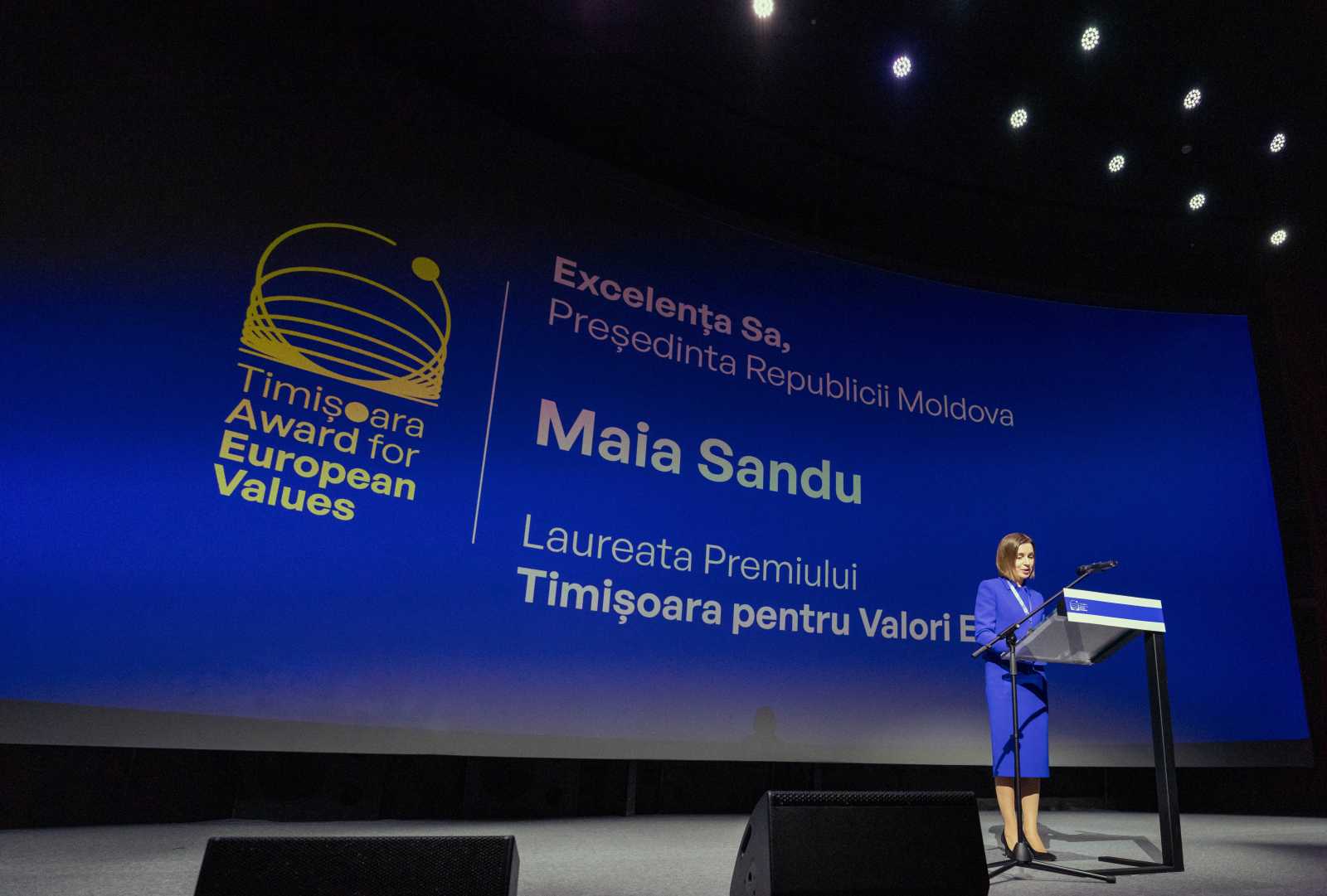 Maia Sandu szombaton vette át a Temesvár az európai értékekért díjat | Fotó: Temesvár önkormányzata