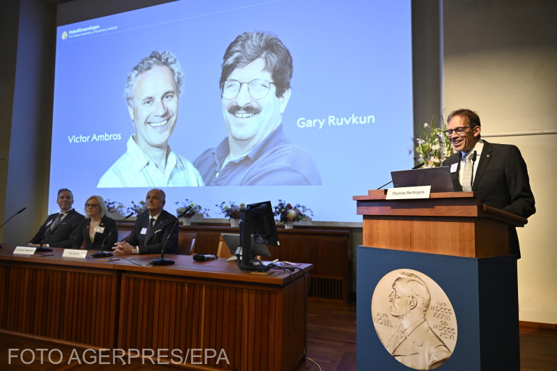 Thomas Perlmann, a Nobel-bizottság elnöke sajtótájékoztatón jelenti be az orvosi-élettani Nobel-díj nyerteseit a stockholmi Karolinska Intézetben, Svédországban, október 7-én. | Fotó: Agerpres