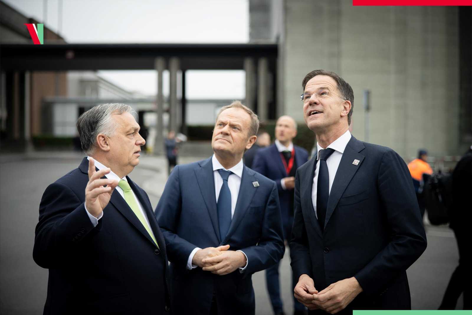 Orbán Viktor egy brüsszeli egyeztetésen. A fotón jobbról Mark Rutte holland miniszterelnök Fotó: Orbán Viktor Facebook oldala