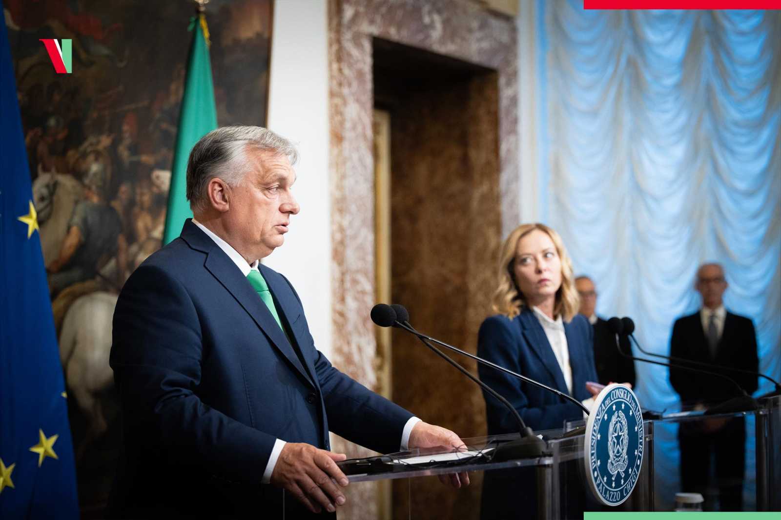 Orbán Viktor és Giorgia Meloni a római sajtótájékoztatón Fotó: Orbán Viktor Facebook oldala