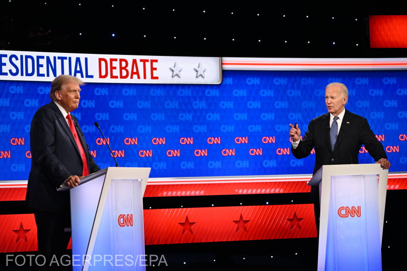 Donald Trump és Joe Biden a csütörtök esti televíziós vitán 
