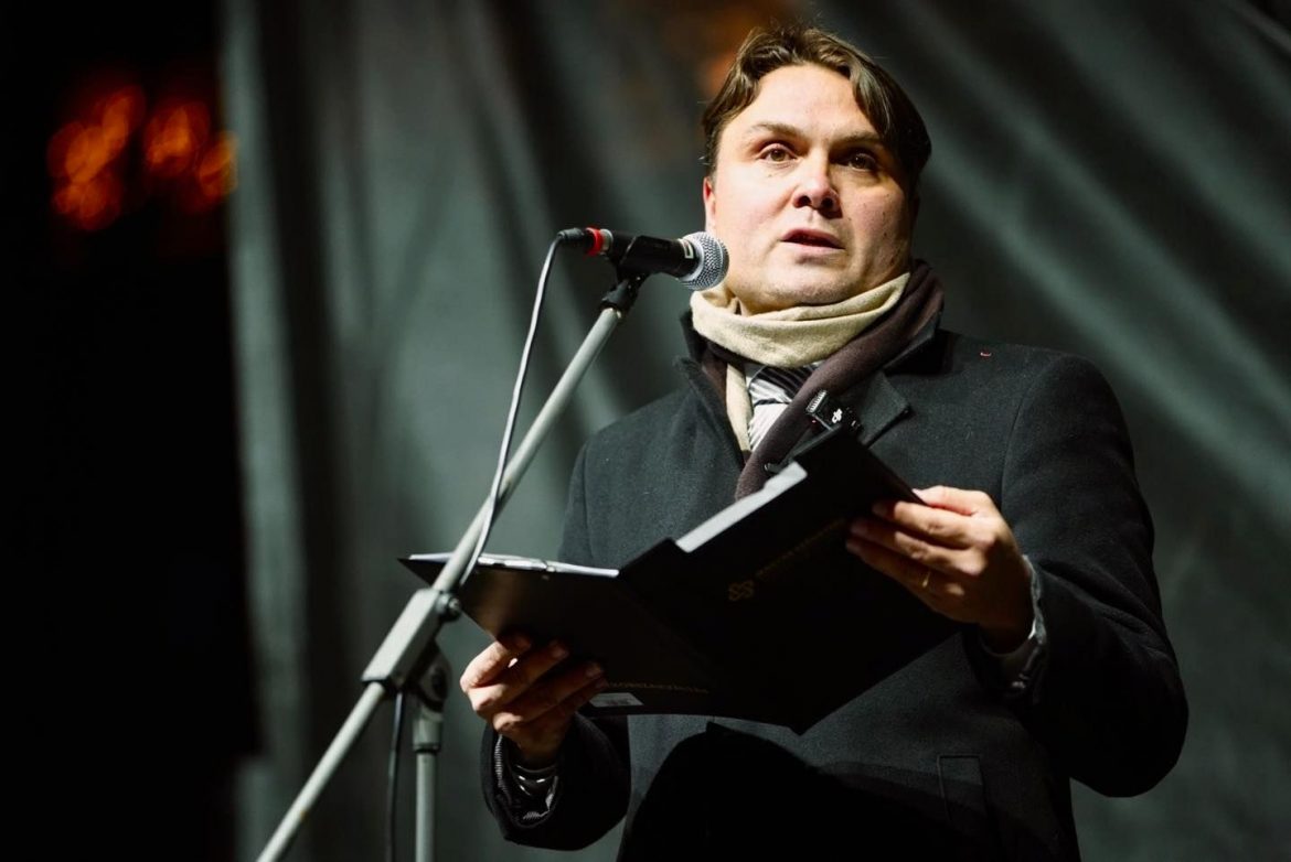 Gubík László a pozsonyi tüntetésen 2025. december 16-án l Fotó: Facebook 