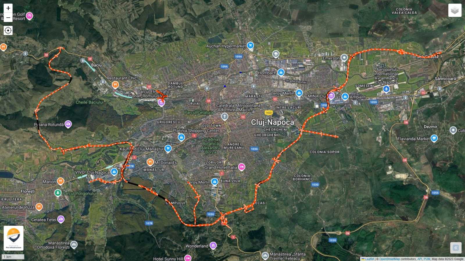 A körgyűrű nyomvonala térképen | Fotó: Asociația Pro Infrastructură/Facebook