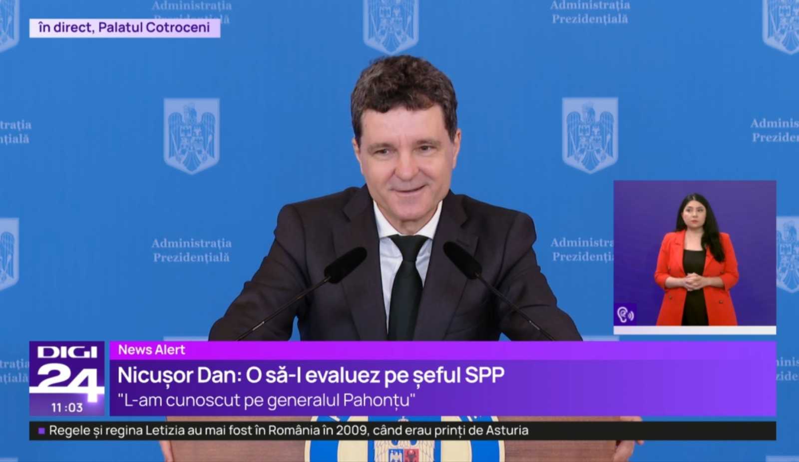 Nicușor Dan először tartott sajtótájékoztatót államfői minőségében Fotó: képernyőmentés/Digi24