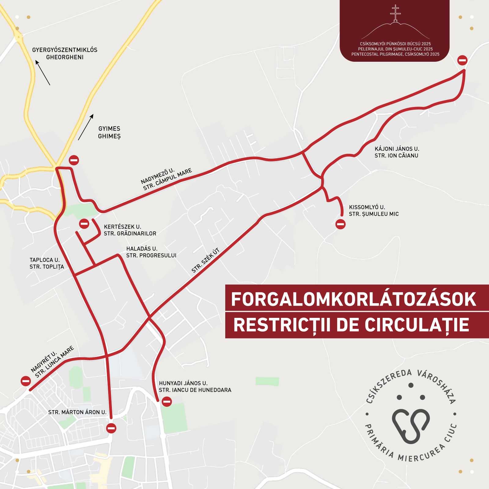 Forgalomkorlátozások Csíkszeredában | Forrás: Csíkszereda városháza