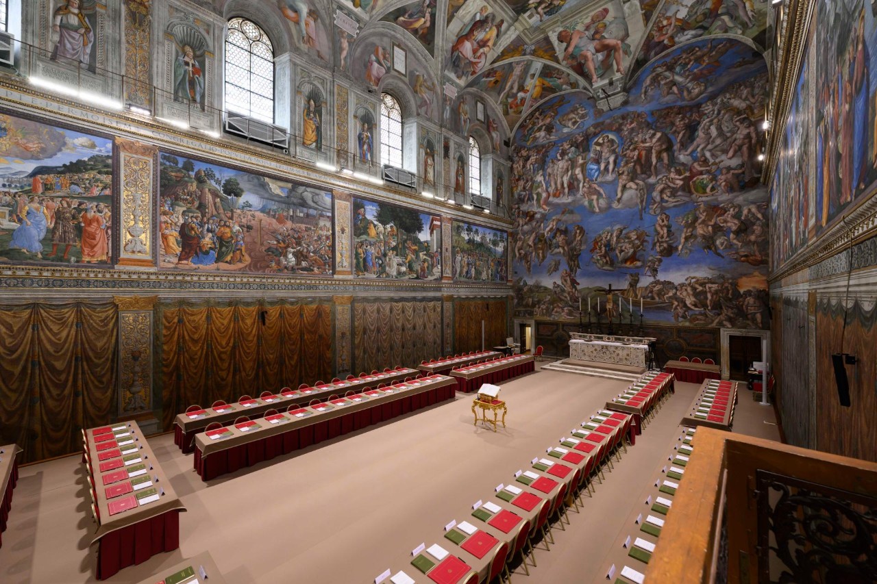 A konklávéra berendezett Sixtus-kápolna | Fotó: Vatican News/Facebook