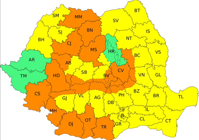 Vihar, felhőszakadás, jégeső várható  | Térkép: ANM 
