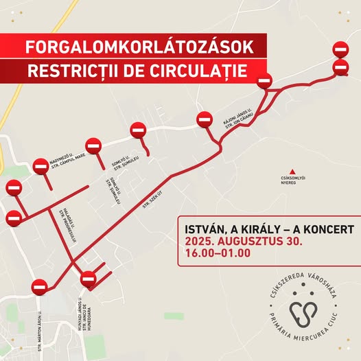 Útlezárások térképen | Illusztráció: Csíkszereda városháza