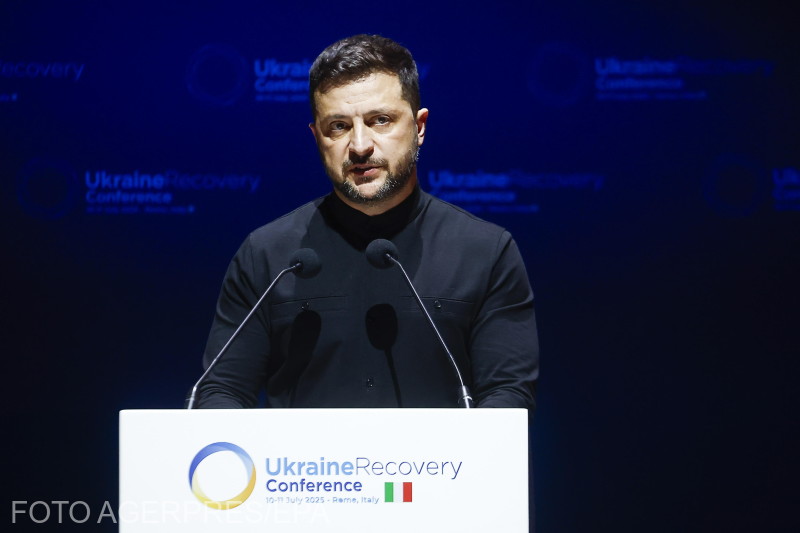 Az ukrán elnök a római újjáépítési konferencián. | Fotó: Agerpres