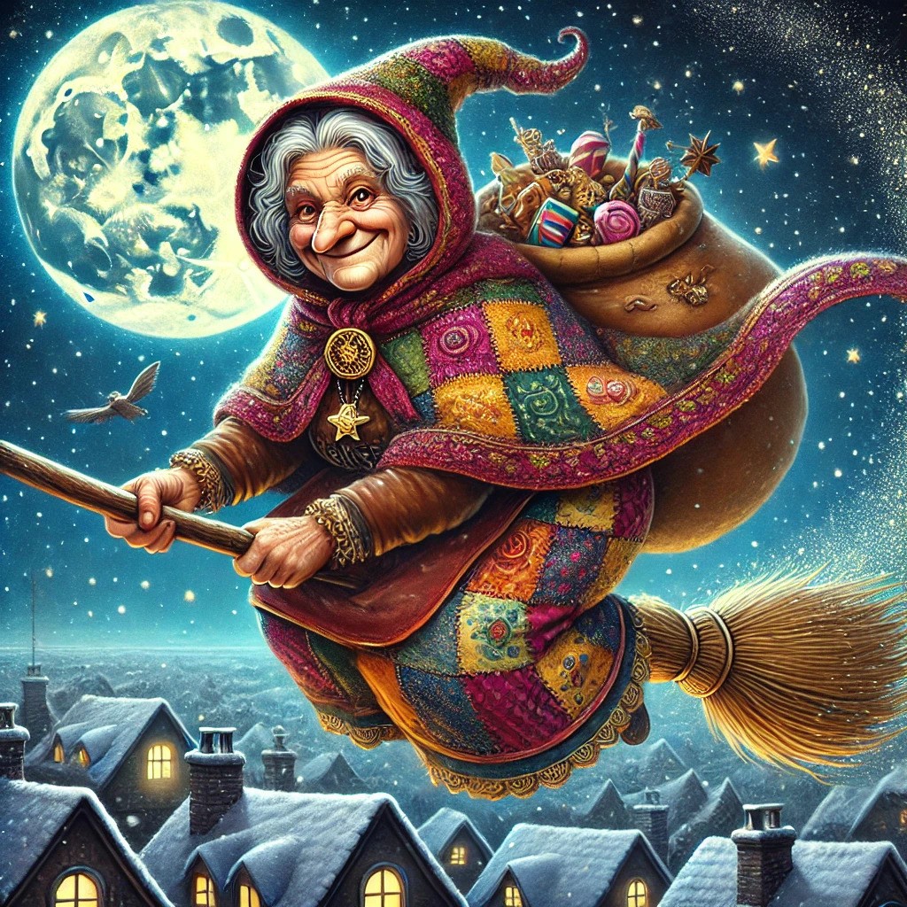 Angyalka helyett boszorkány hozza az ajándékot az olaszoknak. Illusztráció: AI által generált