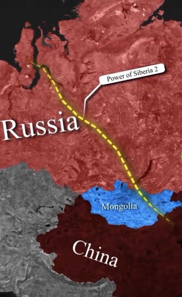 A Szibéria ereje 2 nevezetű energiaellátó vonal tervezett útja