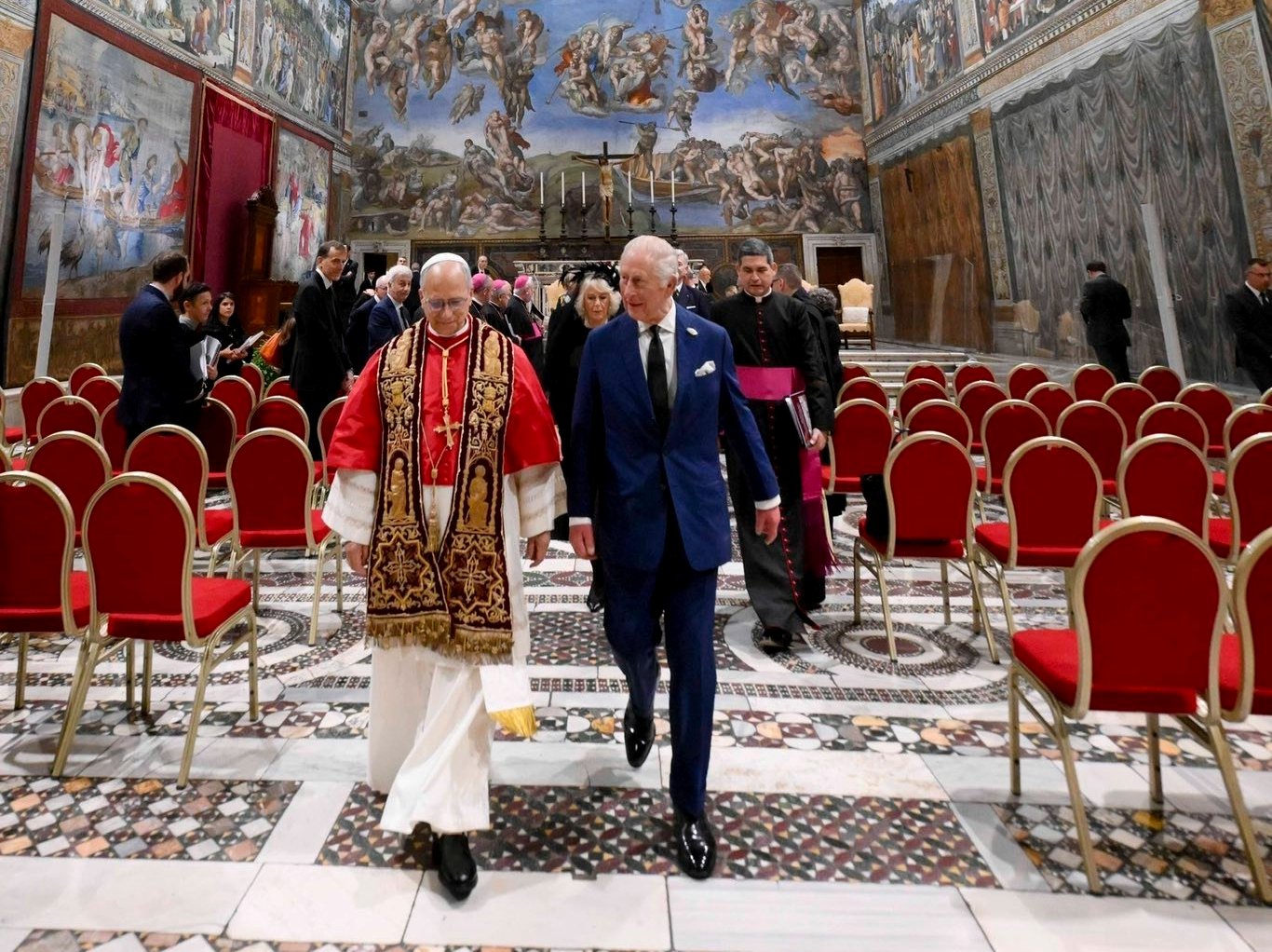 XIV. Leó pápa a Sixtus-kápolnában fogadta III. Károlyt | Fotó: The Royla Family/Facebook