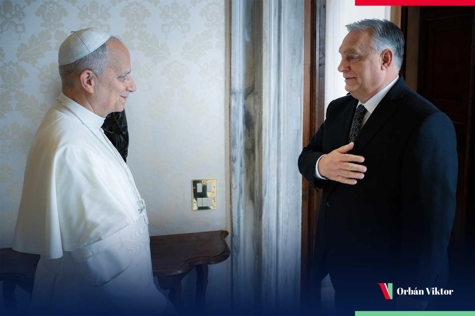 Magánaudiencián fogadta hétfőn Orbán Viktort XIV. Leó pápa Fotó: Orbán Viktor Facebook oldala