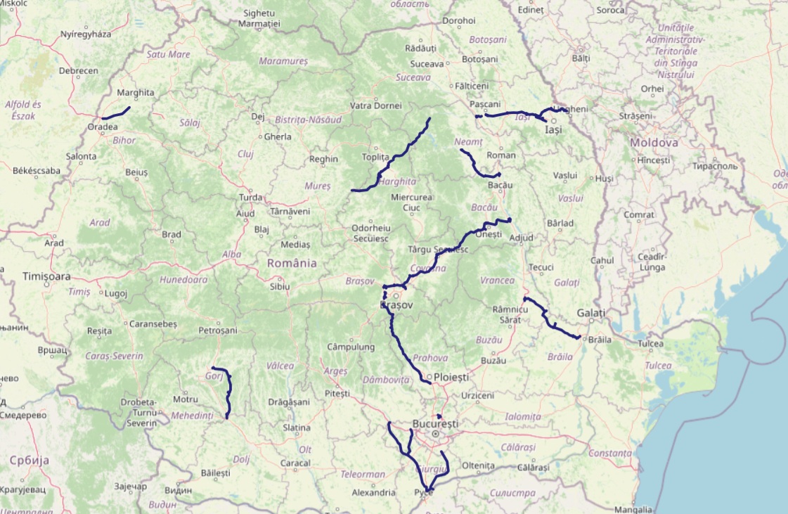 A CNIR térképe az aktuális munkálatokról szerte az országban | Fotó: cnir.ro