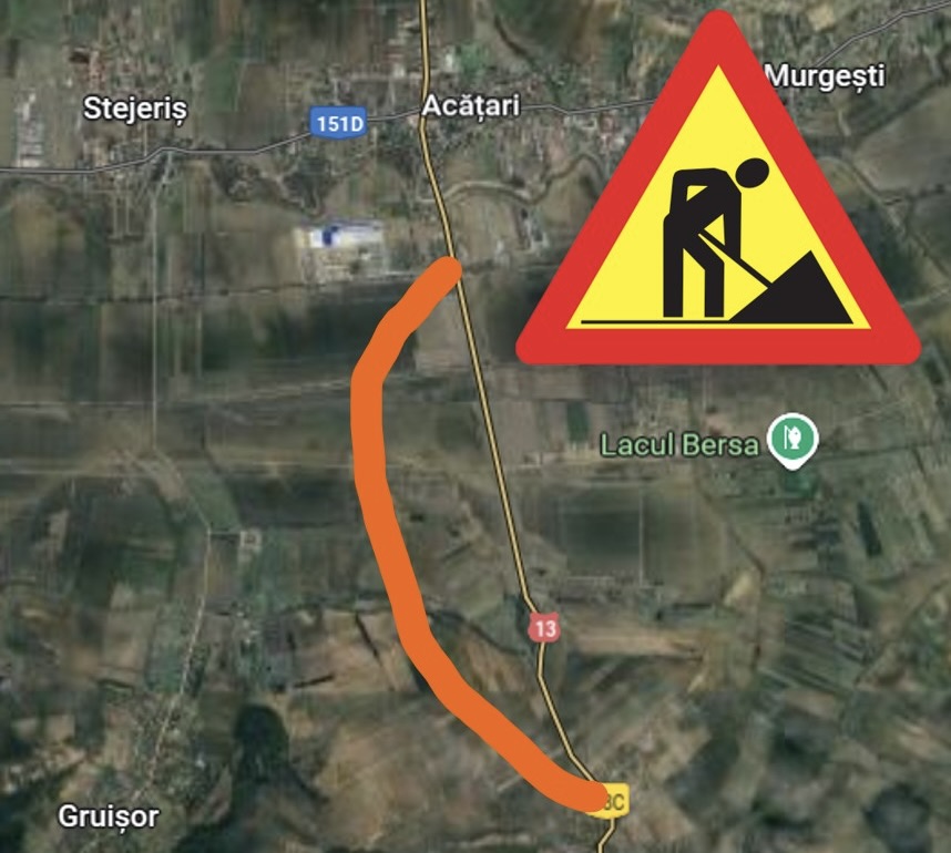 Ákosfalvától Székelyvaja irányába terelik a forgalmat a 13-as jelzésű országút Maros megyei részén | Fotó: DRDP Brassó 