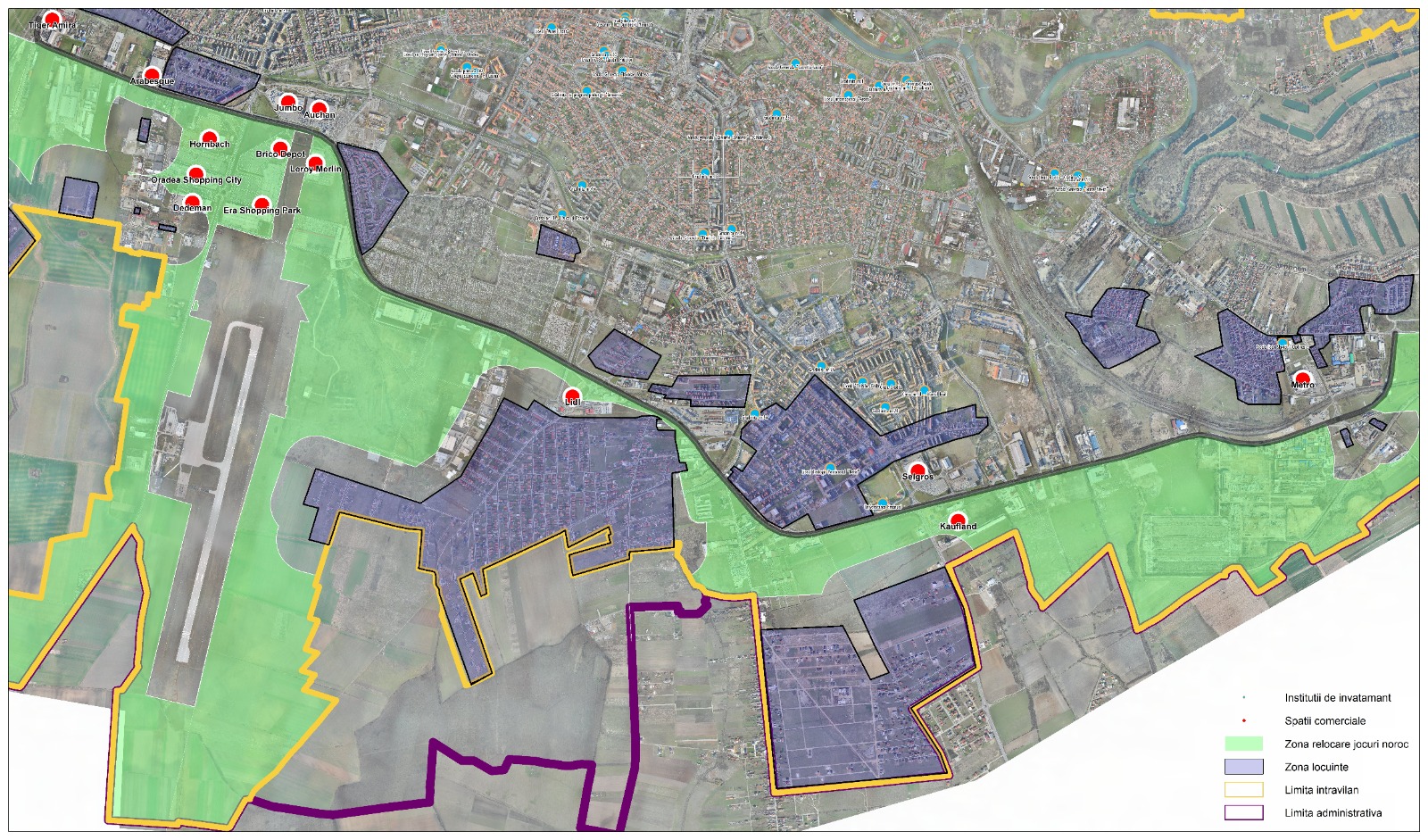 A tervezet szerint csak a zöldel jelölt övezetben lehet majd nyerőgépet üzemeltetni | Fotó: nagyváradi önkormányzat