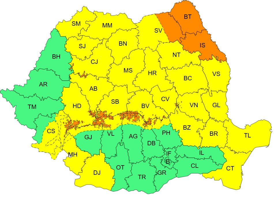 A szél miatt két időjárási figyelmeztetést is kiadtak. | Kép forrása: meteoromania.ro