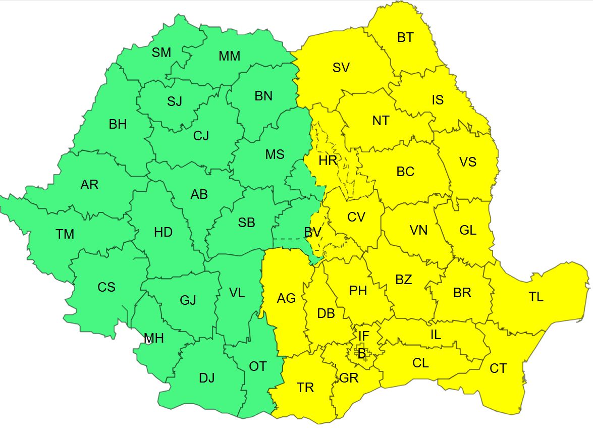 -16 és -9 fok között alakulnak a legalacsonyabb hőmérsékletek vasárnap estétől hétfő délelőttig, de keddig számíthatunk hasonló hőmérsékletekre . | Kép forrása: meteoromania.ro