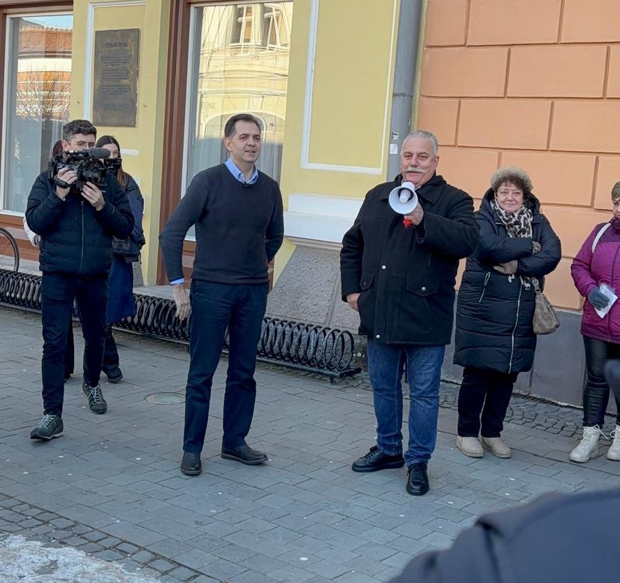 Antal Árpád és Fazakas Péter a januári tüntetésen | Fotó: Kovács Zsolt