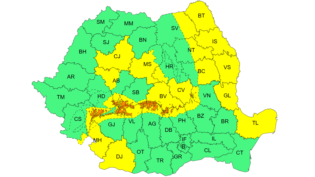 20 óráig vannak érvényben a sárga- és narancssárga jelzésű figyelmeztetések | Fotó: ANM