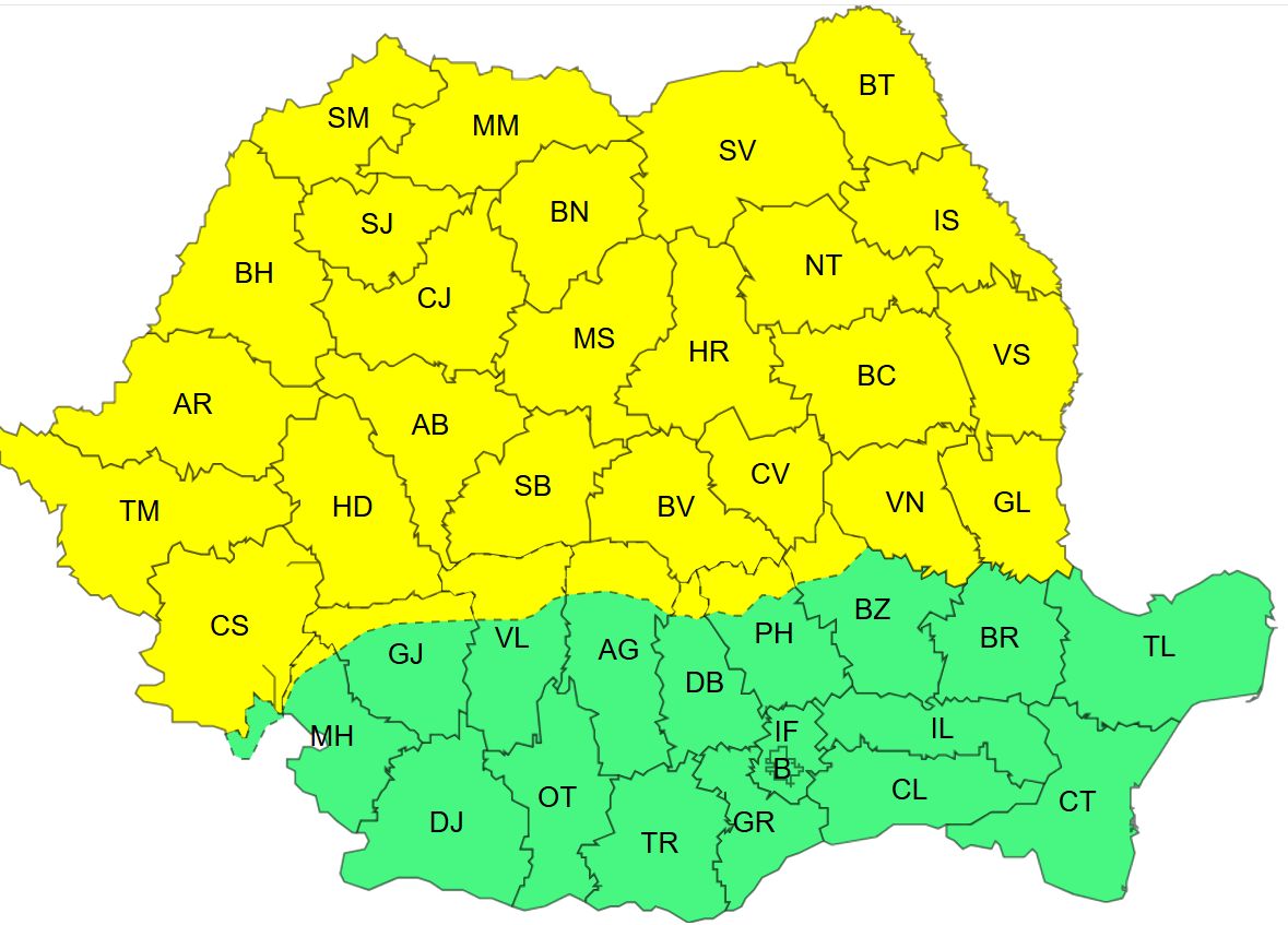 Szombat estétől már Erdélyre is kiterjed a fagyos idő miatti riasztás. A fagyos idő napokig velünk marad. | Kép forrása: meteoromania.ro