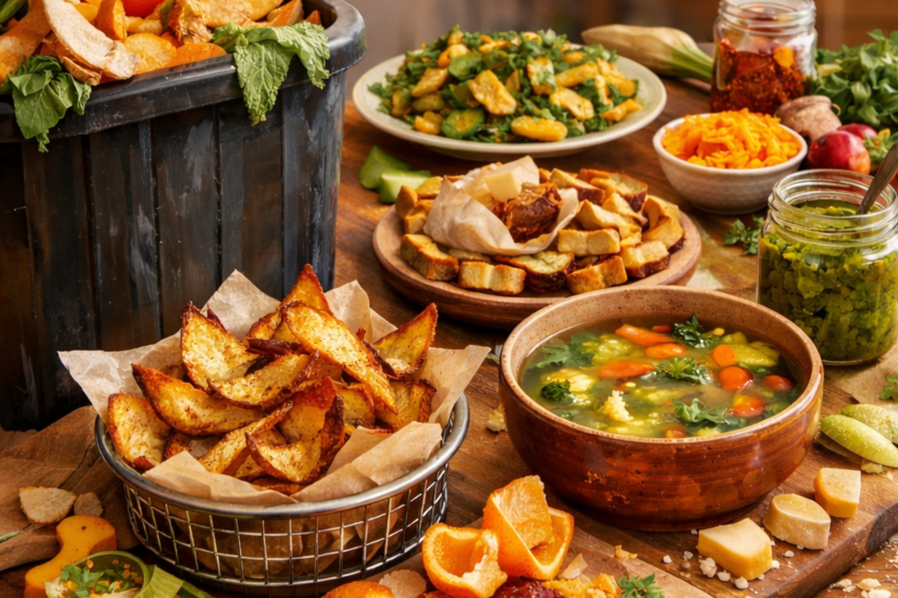 Zero waste praktikák a konyhában. Fotó: AI által generált